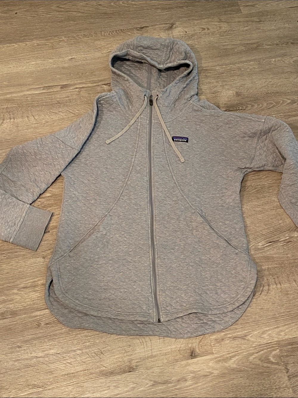 Patagonia Light Gray Quilted Full-Zip Hoodie Jacket